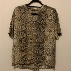 Karlie Key Hole Snakeskin Blouse - Multi